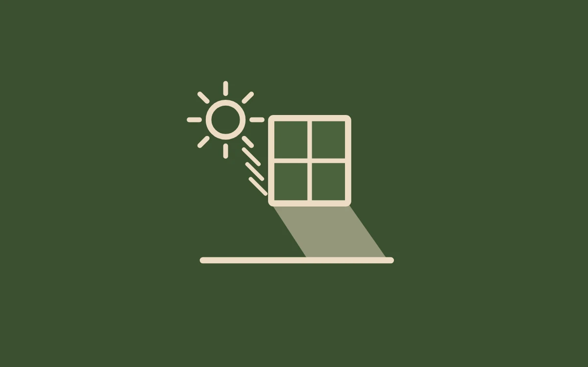 Piktogramm Tageslichtsimulation: Fenster mit einfallendem Sonnenlicht